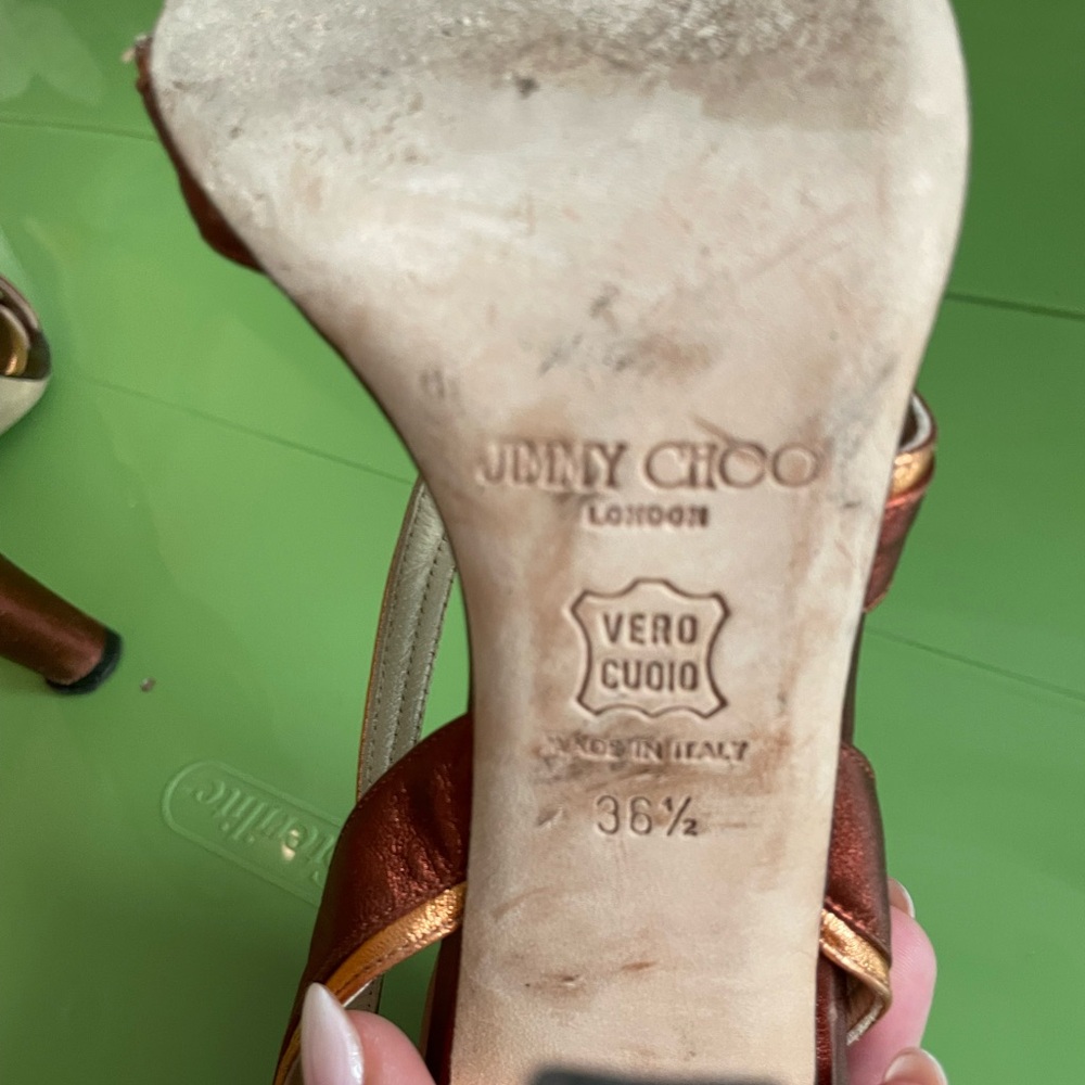 Jimmy Choo Women's Bronze Strappy Heels - Picture 4 of 4